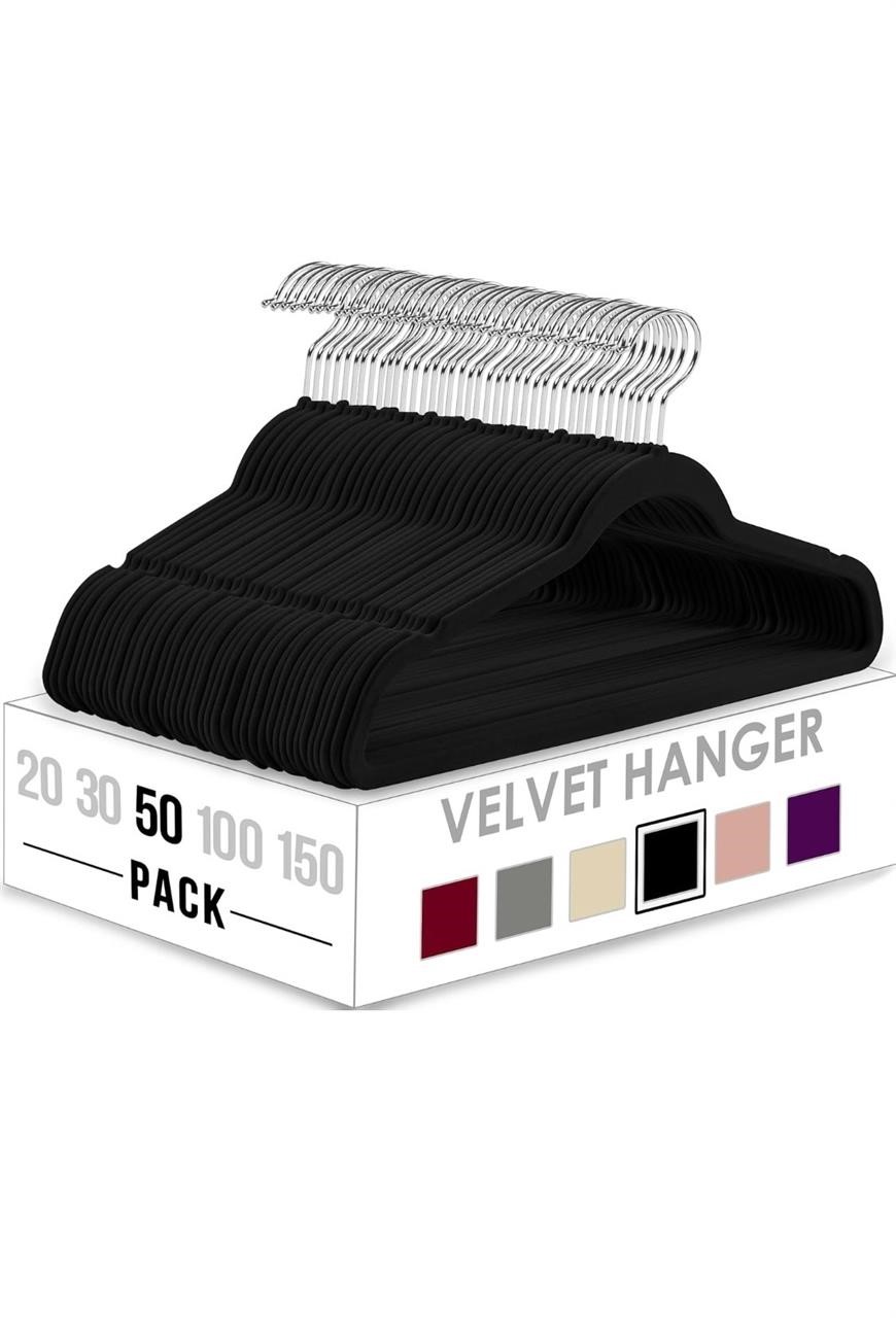 Utopia Black Velvet Hangers 50 pack
