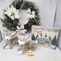 Christmas Wreath, Deer, Sign