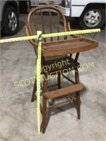 Vintage Oak wood all wood high chair, excellent