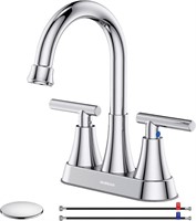 Hurran Bathroom Faucets for Sink 3 Hole, 4 inch Ch