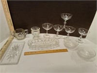 Martini Glasses, Pressed Glass Bowls,  Sugar Bowl