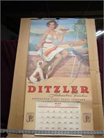 1966 Ditzler Pinup girl & dog calendar. May-Dec..