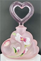 Fenton Pink Satin Hp Open Heart Perfume Bottle