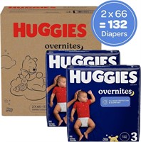 Huggies Size 3 Overnites Baby Diapers 2pk of 66