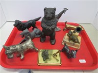 Cast Metal Dog Figures and Pen Holders.