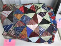 Mid 1900s Quilt Made From Ties. ~76”x87”