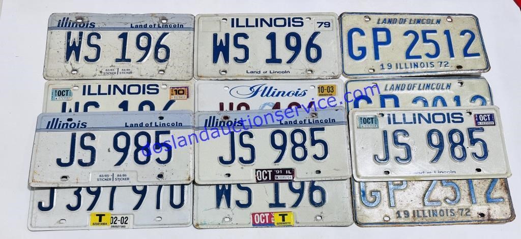 Lot of 12 Blue Illinois License Plates
