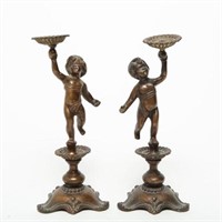 Italian-Manner Putti Cherub Bronze Sculptures, Pr