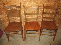 Lot (3) Early Oak Kitchen Chairs