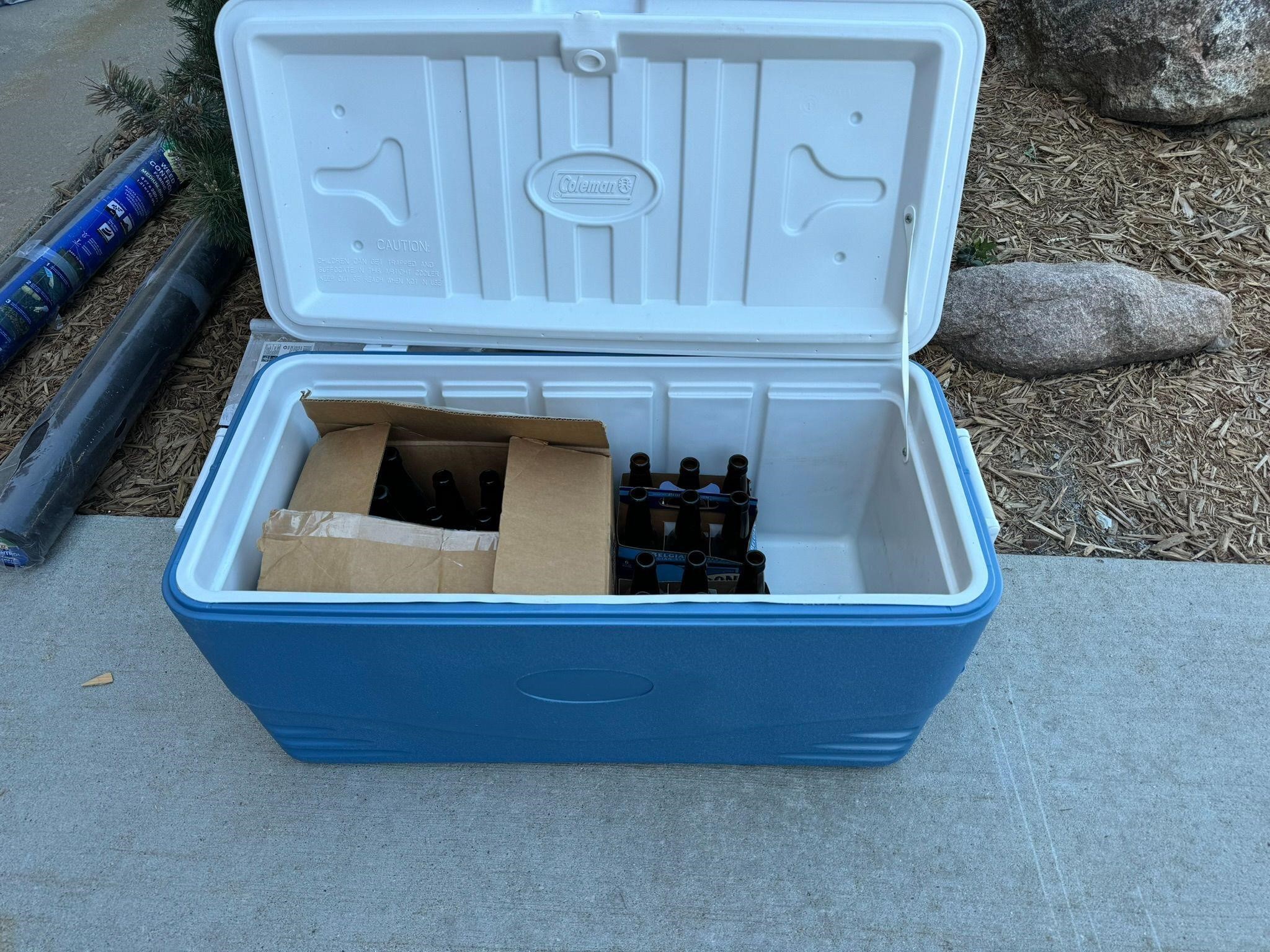 Beer Cooler & empty beer bottles for home brew