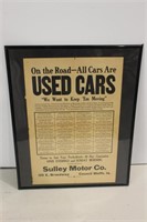 1937 framed Sully Motor Co. ad - Council Bluffs IA