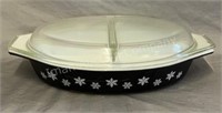 Snow Flake Pyrex Divided Casserole