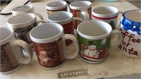 Lot of 10 Christmas mugs