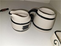 Handmade mug and creamer