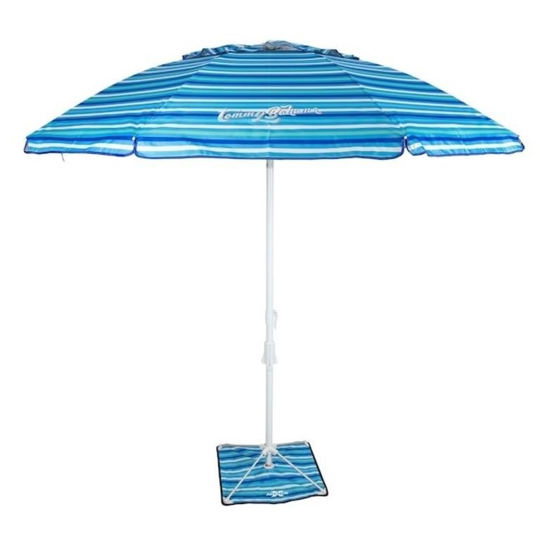 Tommy Bahama 7-ft Blue Striped Beach Umbrella