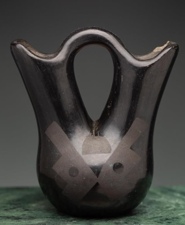Tewa Blackware Wedding Vase- Agapita Tafoya