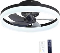 17.2" Modern Indoor Flush Mount Ceiling Fan With L