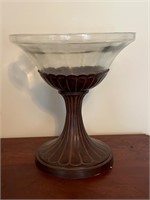 Metal & glass is pedestal candy dish