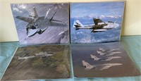 W - LOT OF 4 MILITARY AIRCRAFT PRINTS (G133)
