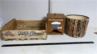 Vintage Fruit Crate, Microwave Popcorn Holder, &