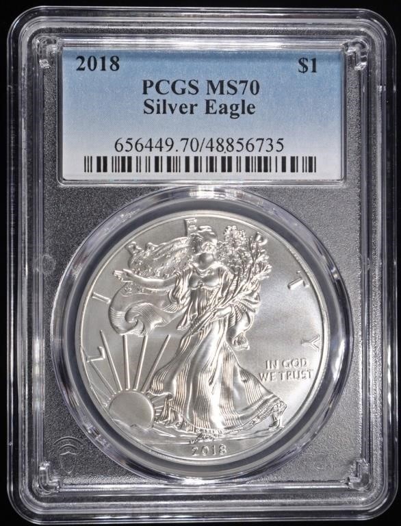 2018 AMERICAN SILVER EAGLE PCGS MS70