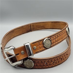 HAND MADE LEATHER COIN 46"  BELT