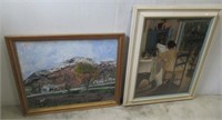 Painting on board and framed picture that