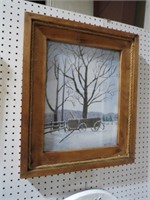 FRAMED SIGNED OIL PAINTING ON BOARD WINTER SCENE