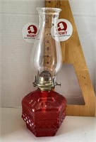 Ruby glass oil lamp