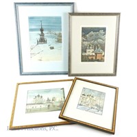 Russian Watercolors (3) + Lithograph (1)