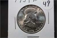 1954-D Uncirculated Franklin Silver Half Dollar