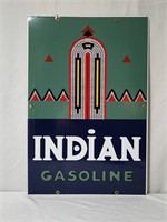 1990 Porcelain Indian Gasoline Pump Plate