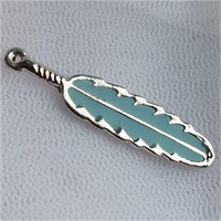 Turquoise Feather Necklace Charm