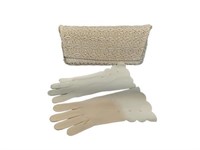 Elegant White Lace Gloves and Purse Set - Perfect