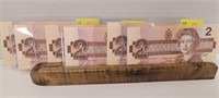 6 1986 UNCICULATED 2 DOLLAR BILLS WITH DIFFERENT