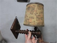 Wooden wall lamp with shade