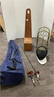 Fencing Helmet and Weapons with Bag, Wine Rack