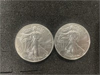 2 - 2019 1OZ AMERICAN SILVER EAGLE COINS