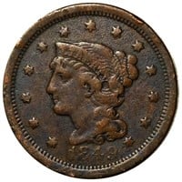 1849 Braided Hair Large Cent NICELY CIRCULATED