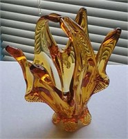 Beautiful Amber Art Glass Basket