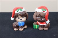 Pair of Christmas Puppies (4" Tall)