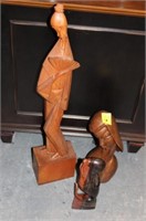 3pc Carved Figures; tallest 30.5"