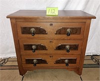 nice oak washstand w/walnut decor/brass pulls