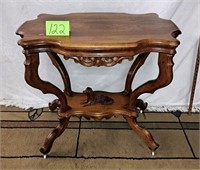 carved walnut parlor table (see description)