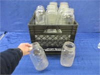 dairy crate & 17 quart canning jars (clear)