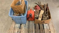 Lot of Assort Tools, Gas Can, Trailer Parts