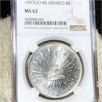 1897 Mexican Silver 8 Reales NGC - MS62