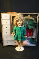 Vintage Doll with Case and Wardrobe
