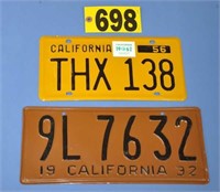 Repainted 1932 California license plate