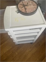 rolling storage drawers, clock
